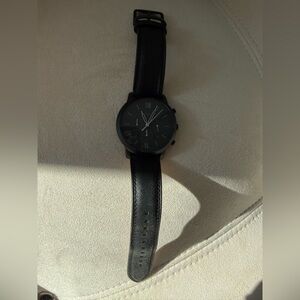 Fossil Black Leather Strap Watch